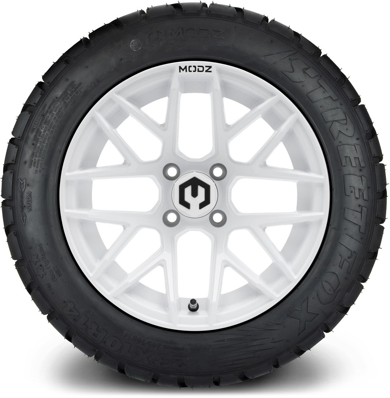 MODZ® 14" Matrix Glossy White - Lifted Tires and Wheels Combo