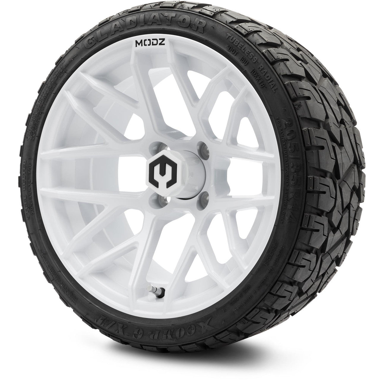 MODZ® 14" Matrix Glossy White - LowPro Street Tire and Wheels Combo