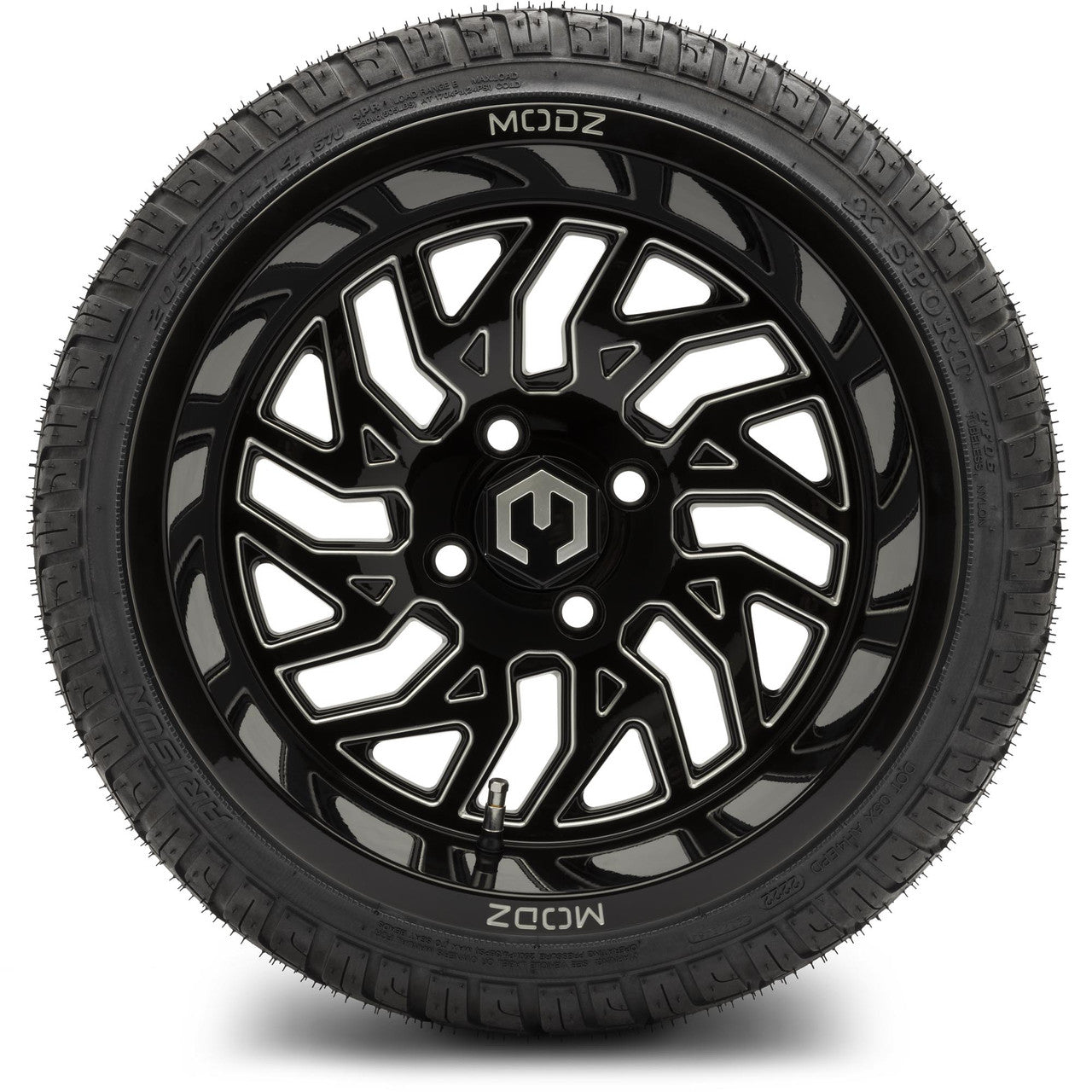 MODZ® 14" Carnage Glossy Black with Ball Mill - LowPro Street Tire and Wheels Combo