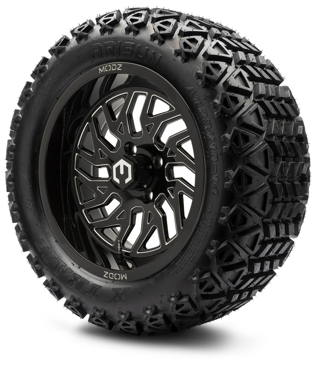 MODZ® 14" Carnage Glossy Black with Ball Mill - Lifted Tires and Wheels Combo