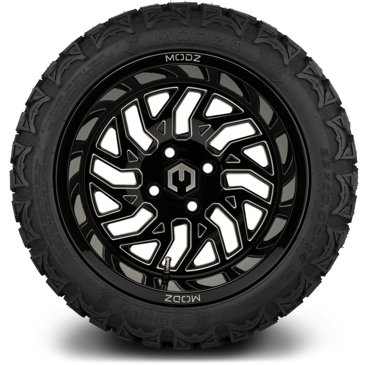 MODZ® 14" Carnage Glossy Black with Ball Mill - Lifted Tires and Wheels Combo