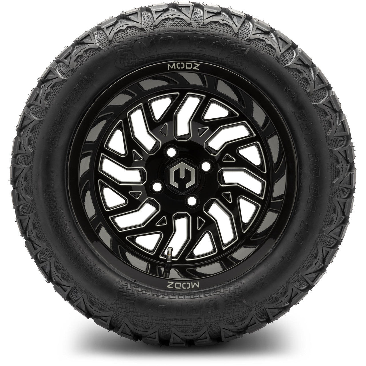 MODZ® 14" Carnage Glossy Black with Ball Mill - Lifted Tires and Wheels Combo