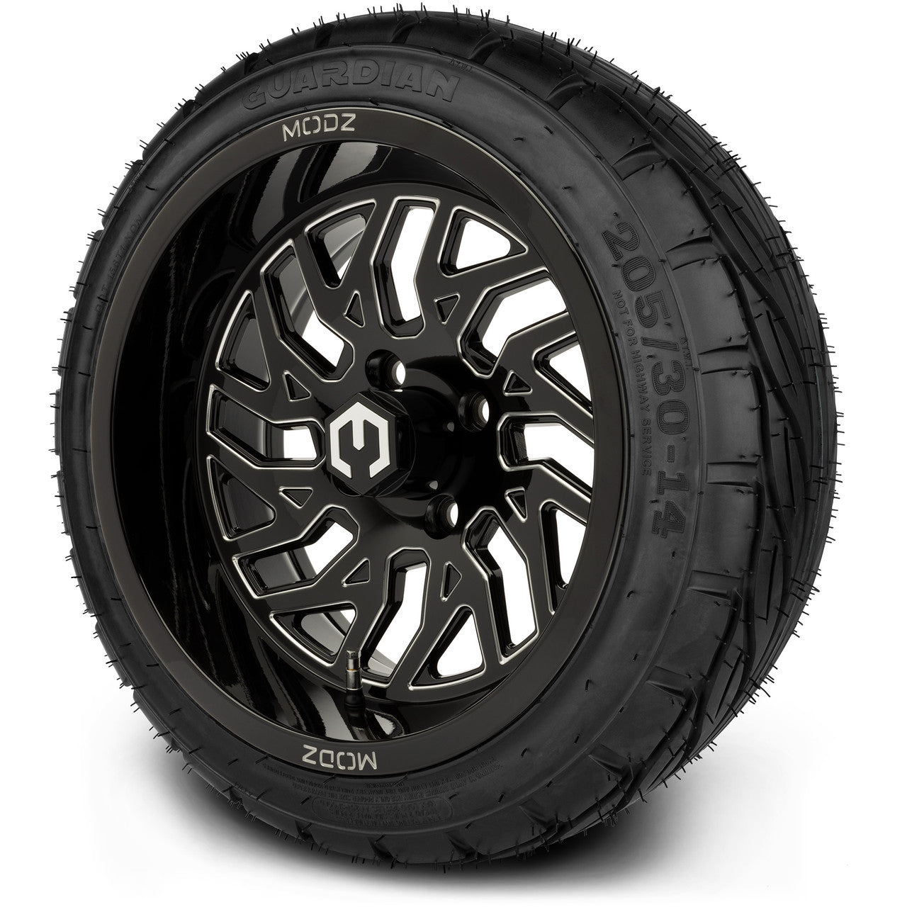 MODZ® 14" Carnage Glossy Black with Ball Mill - LowPro Street Tire and Wheels Combo