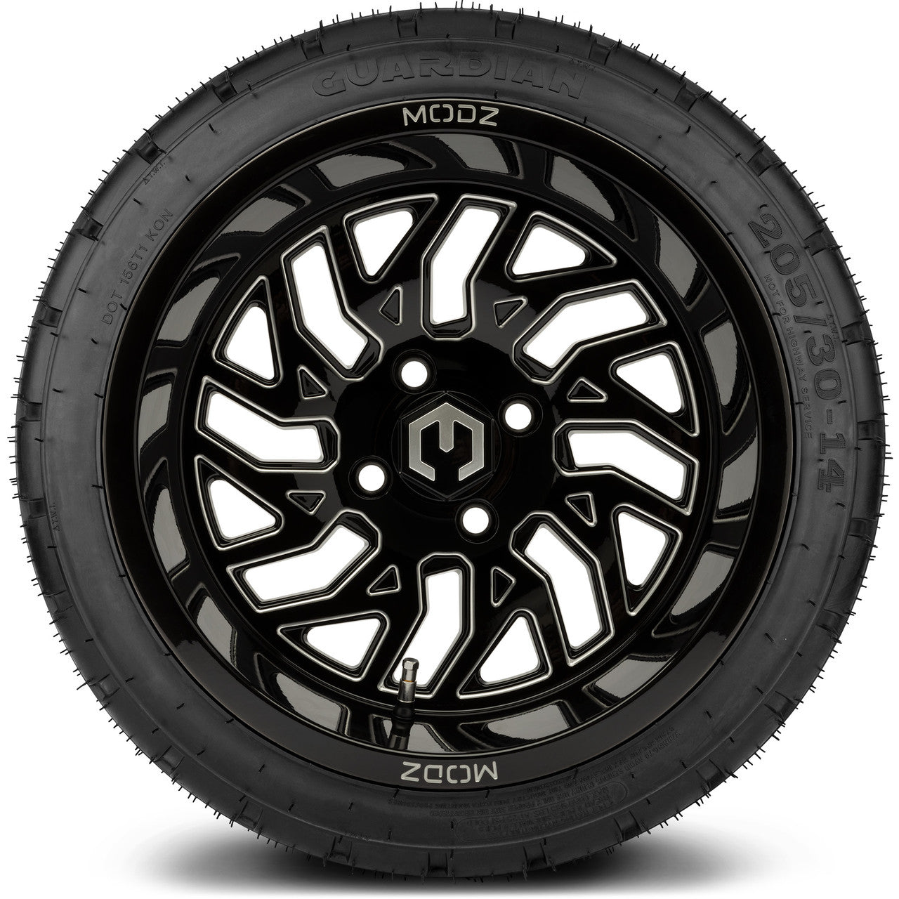 MODZ® 14" Carnage Glossy Black with Ball Mill - LowPro Street Tire and Wheels Combo