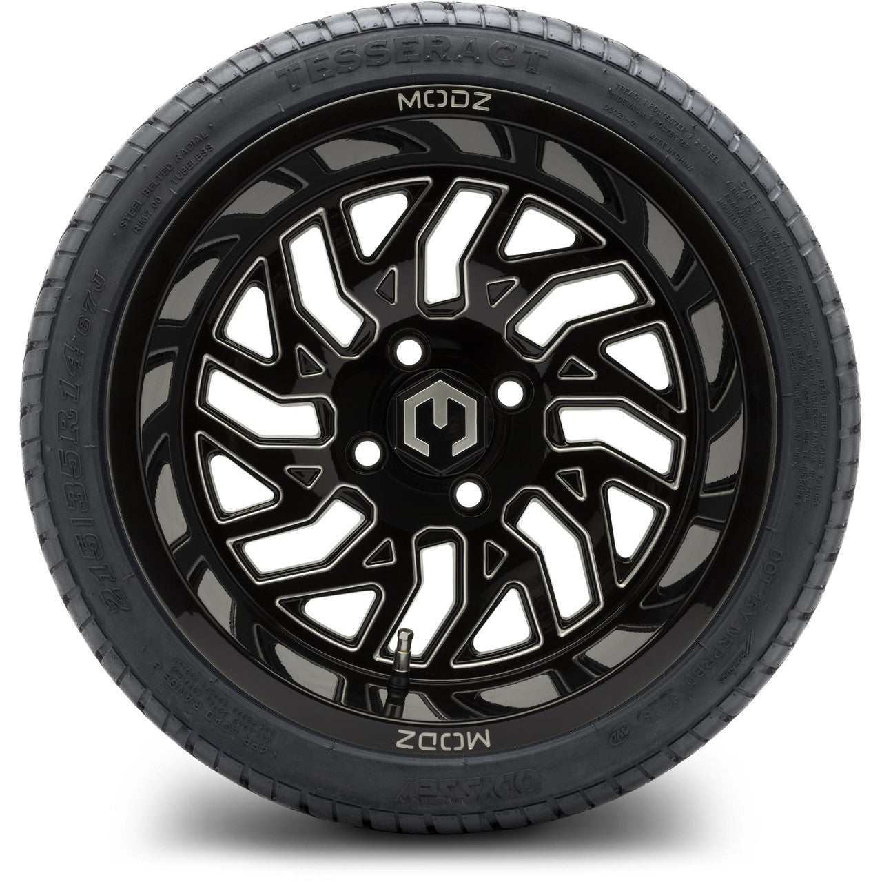 MODZ® 14" Carnage Glossy Black with Ball Mill - LowPro Street Tire and Wheels Combo