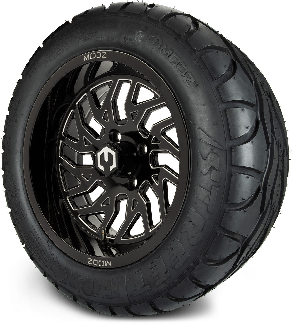 MODZ® 14" Carnage Glossy Black with Ball Mill - Lifted Tires and Wheels Combo