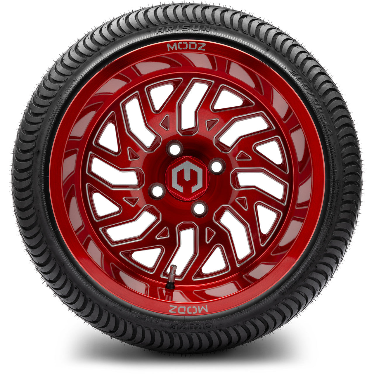 MODZ® 14" Carnage Brushed Red with Ball Mill - LowPro Street Tire and Wheels Combo