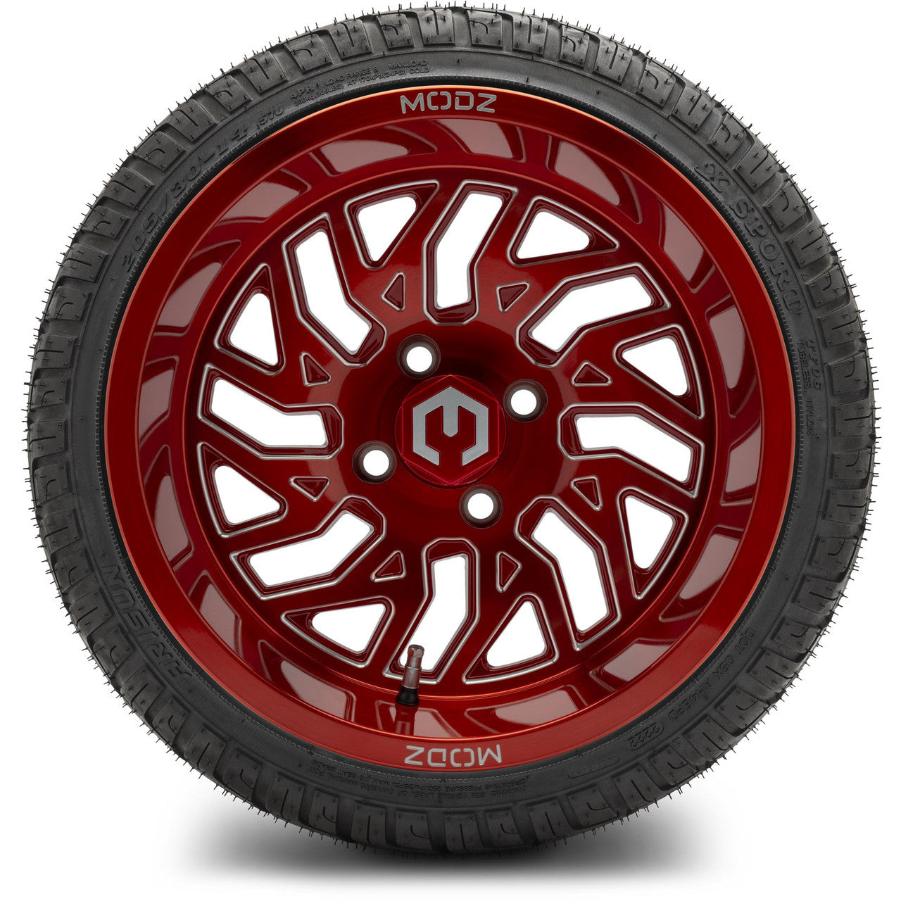 MODZ® 14" Carnage Brushed Red with Ball Mill - LowPro Street Tire and Wheels Combo