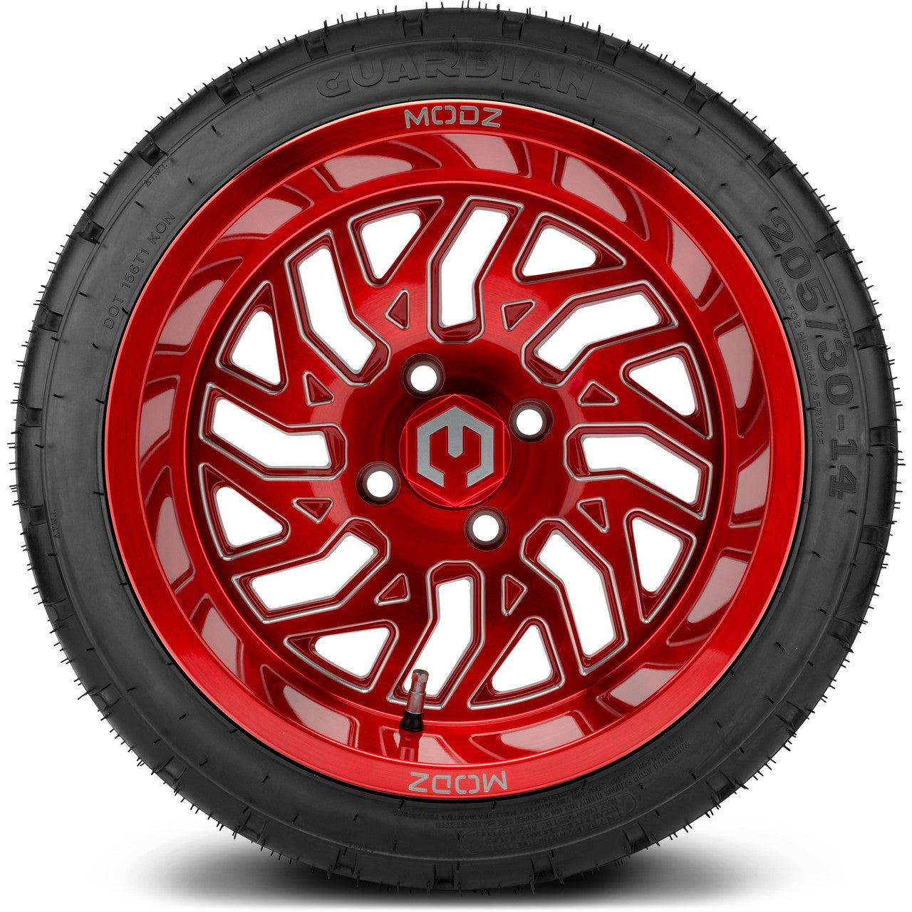 MODZ® 14" Carnage Brushed Red with Ball Mill - LowPro Street Tire and Wheels Combo