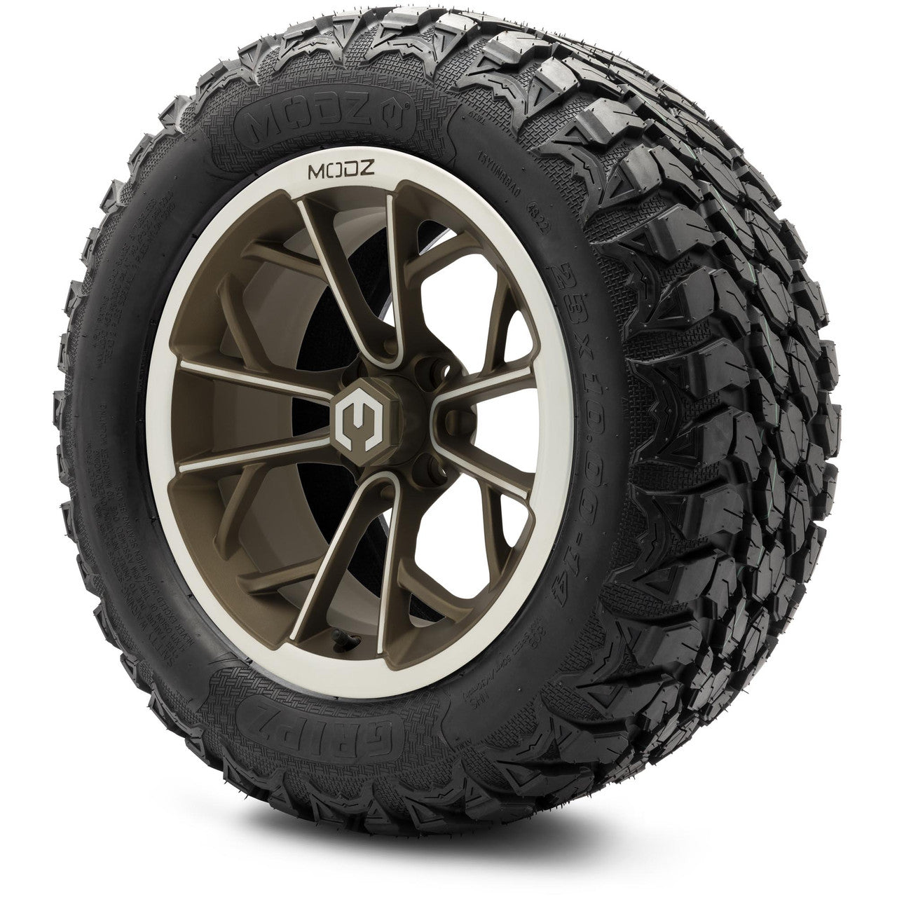 MODZ® 14" Havoc Machined Bronze - Lifted Tires and Wheels Combo