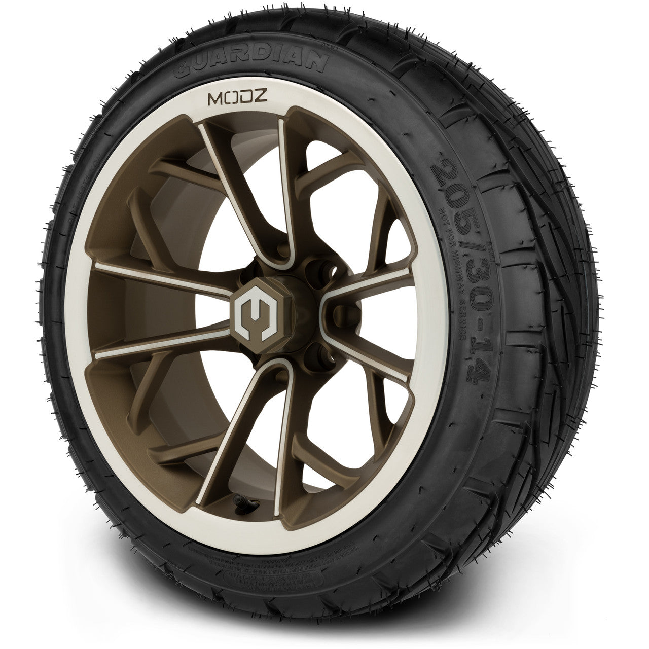 MODZ® 14" Havoc Machined Bronze - LowPro Street Tire and Wheels Combo