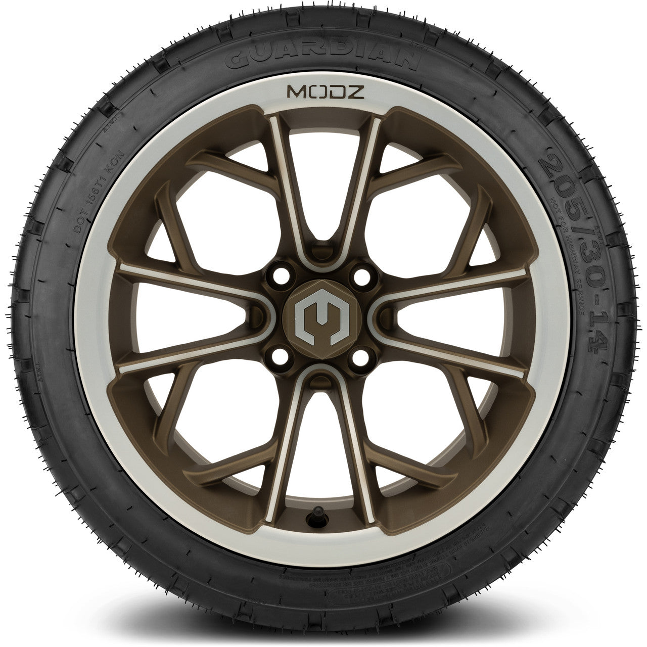 MODZ® 14" Havoc Machined Bronze - LowPro Street Tire and Wheels Combo