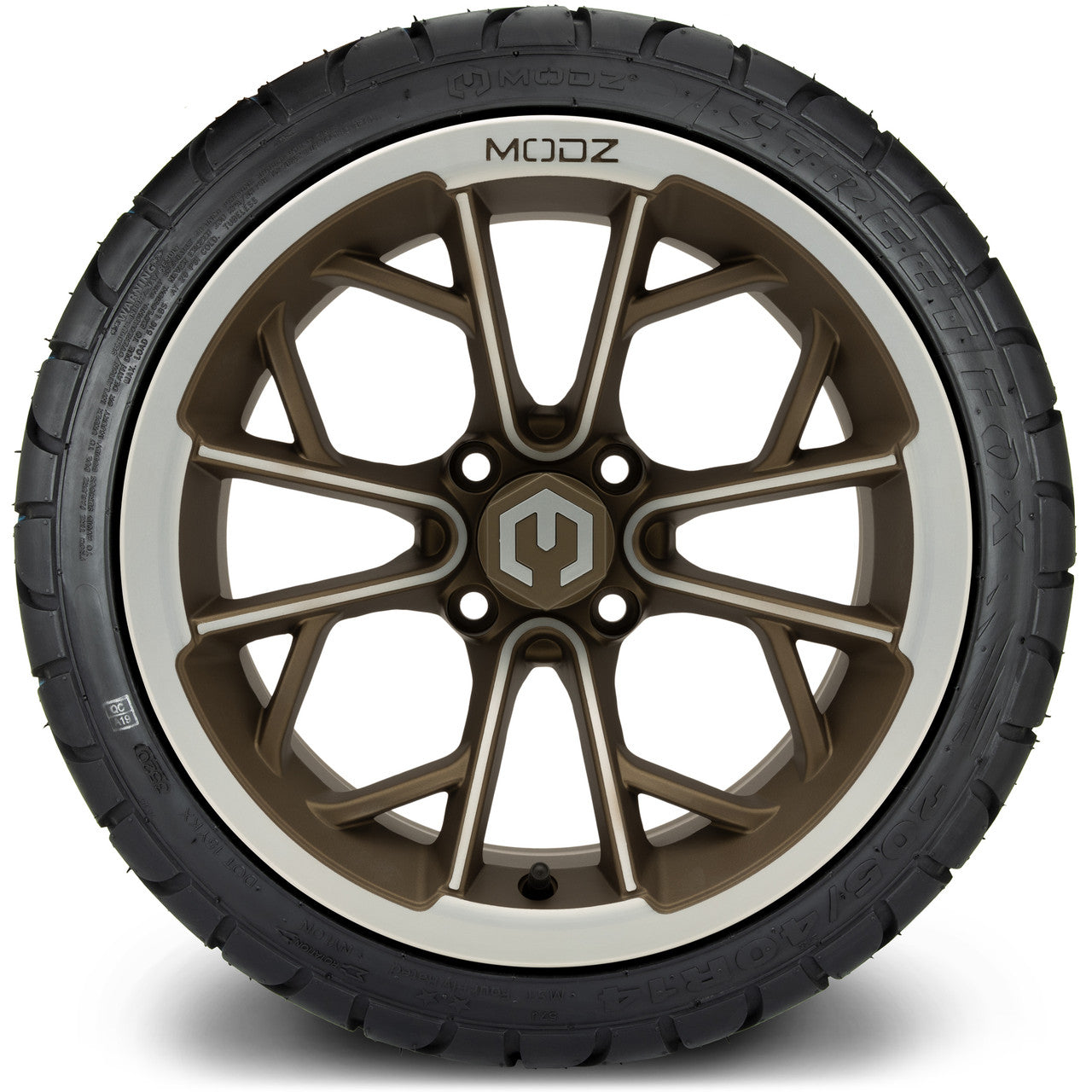 MODZ® 14" Havoc Machined Bronze - LowPro Street Tire and Wheels Combo