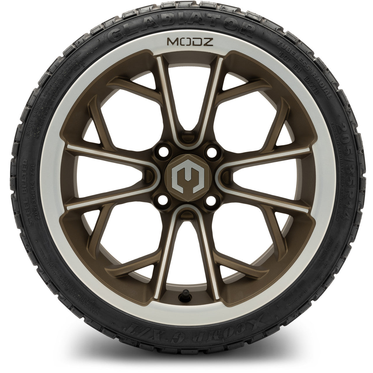 MODZ® 14" Havoc Machined Bronze - LowPro Street Tire and Wheels Combo