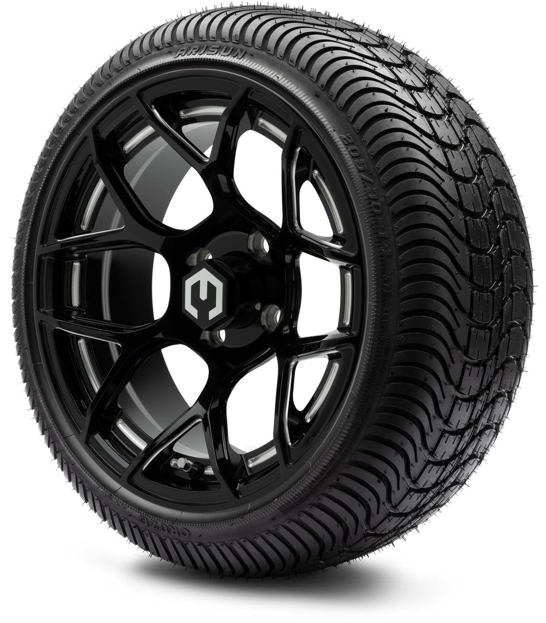 MODZ® 14" Renegade Glossy Black with Ball Mill - Low Profile Tires and Wheels Combo