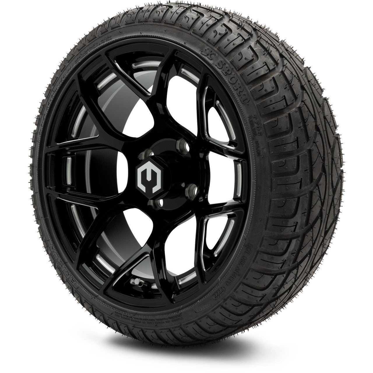 MODZ® 14" Renegade Glossy Black with Ball Mill - Low Profile Tires and Wheels Combo