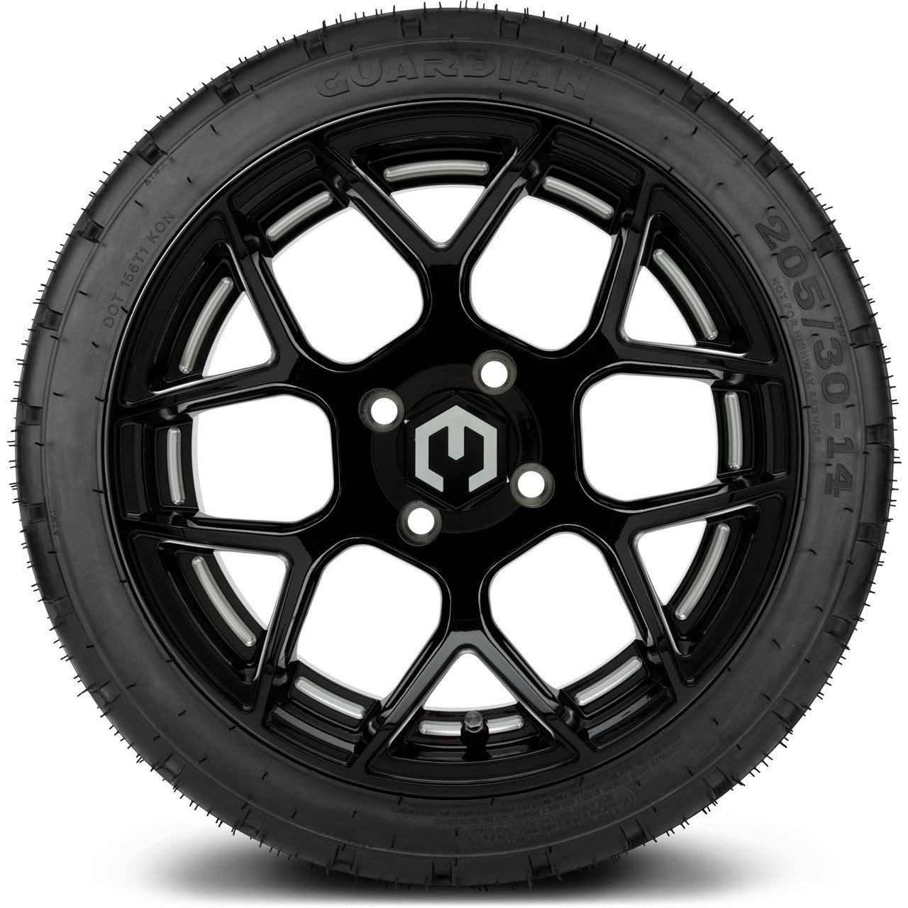 MODZ® 14" Renegade Glossy Black with Ball Mill - Low Profile Tires and Wheels Combo