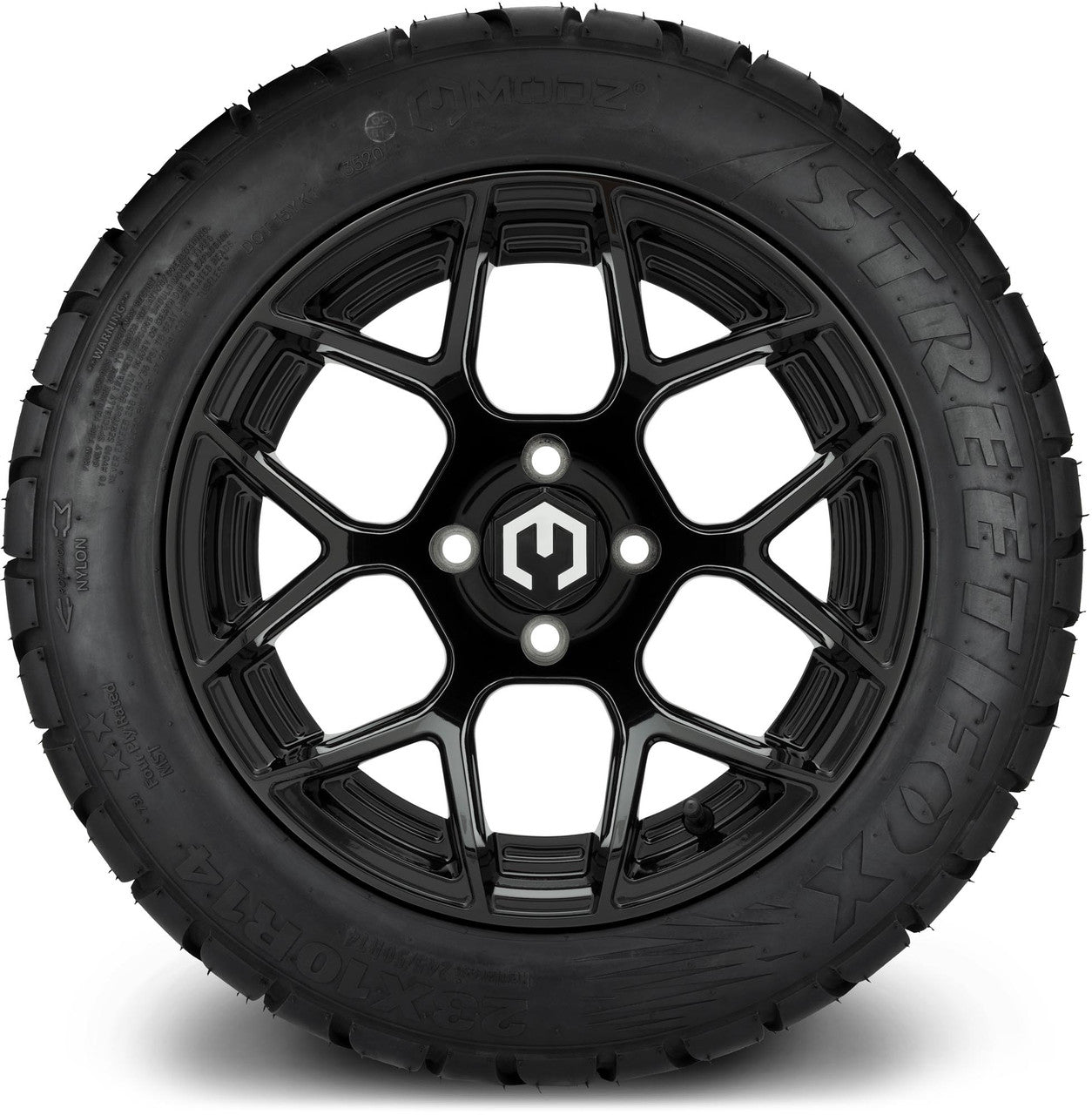 MODZ® 14" Renegade Glossy Black - Low Profile Tires and Wheels Combo