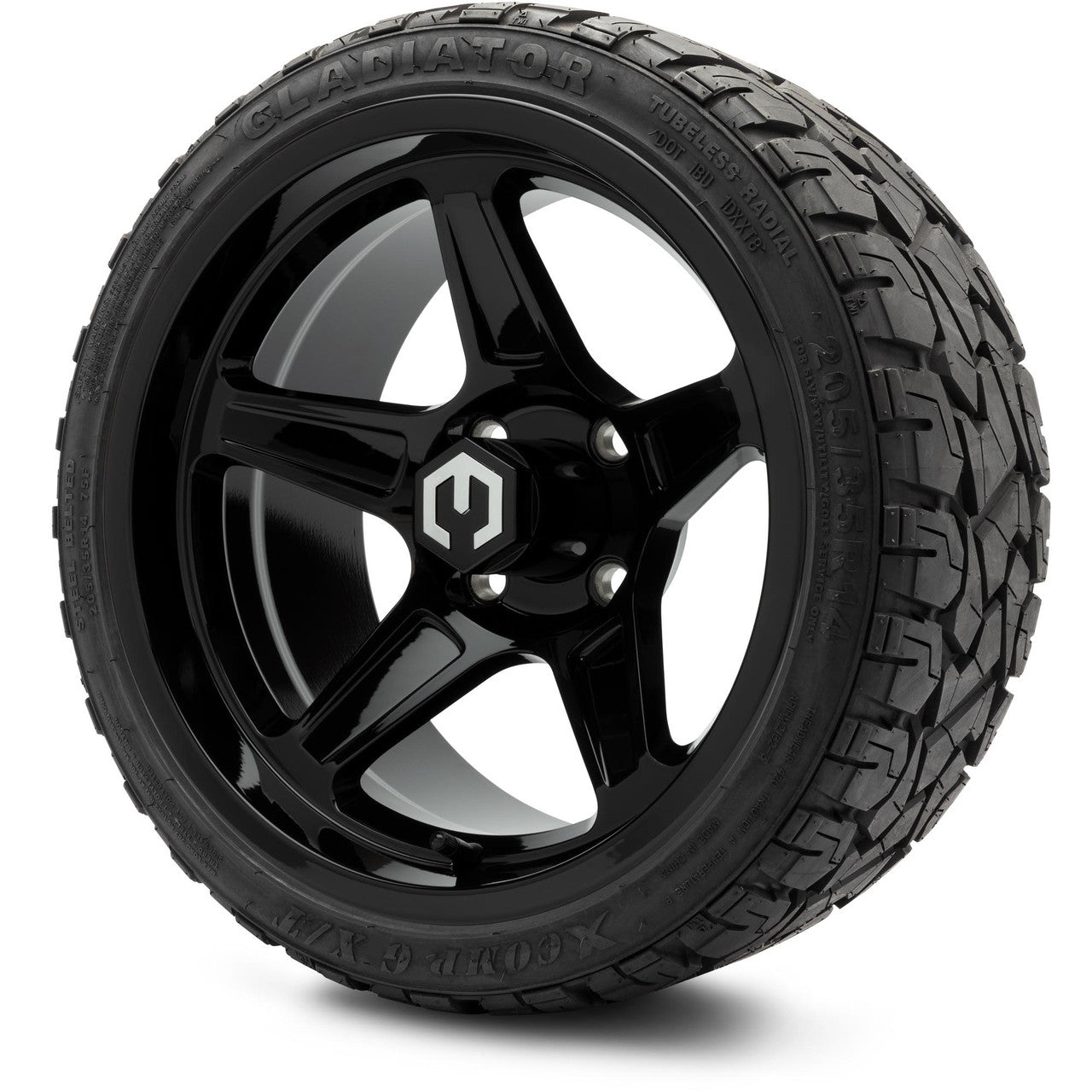 MODZ® 14" Drift Glossy Black - Low Profile Tires and Wheels Combo