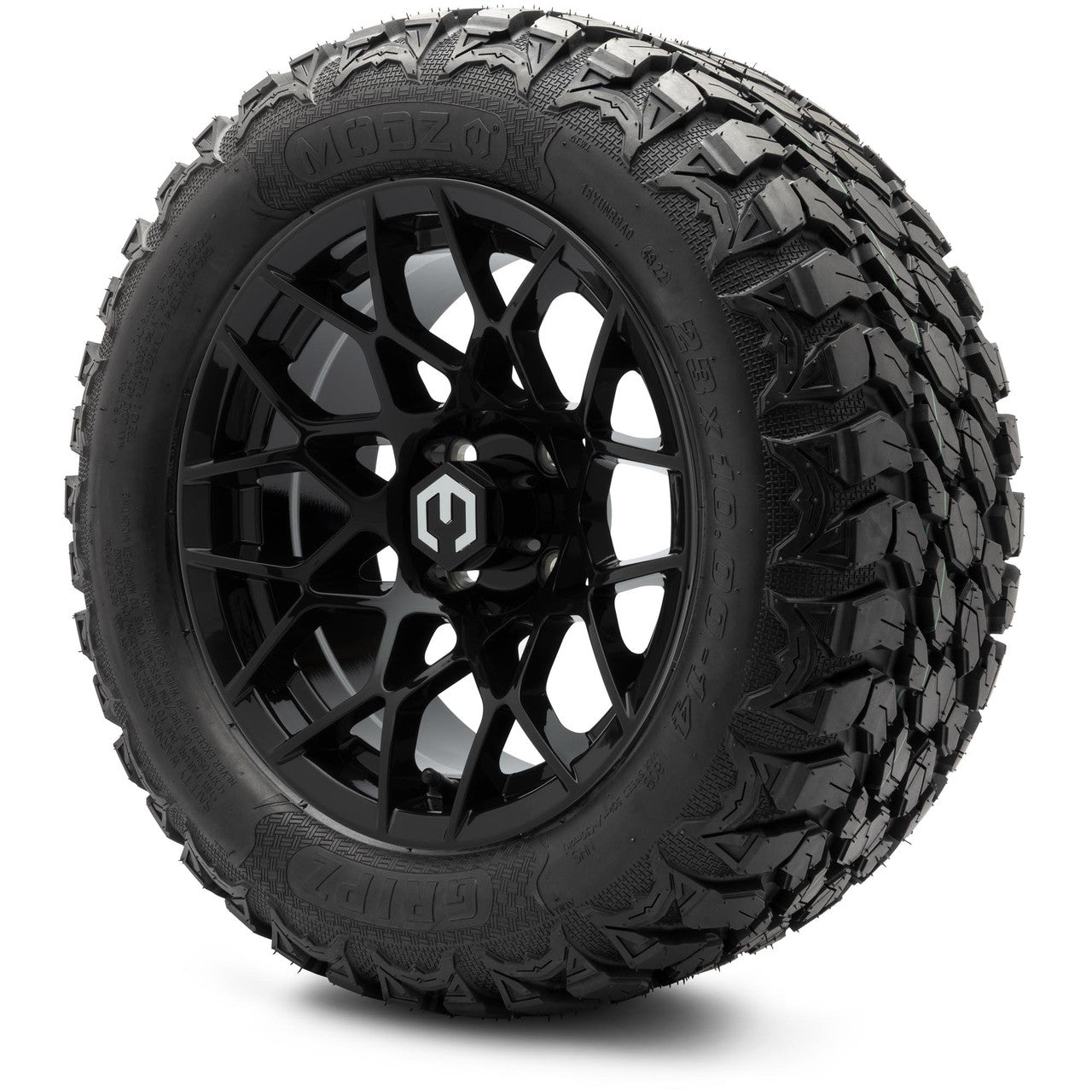 MODZ® 14" Blitz Glossy Black - Lifted Tires and Wheels Combo