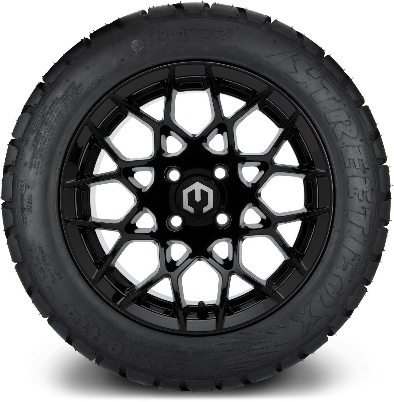 MODZ® 14" Blitz Glossy Black - Lifted Tires and Wheels Combo