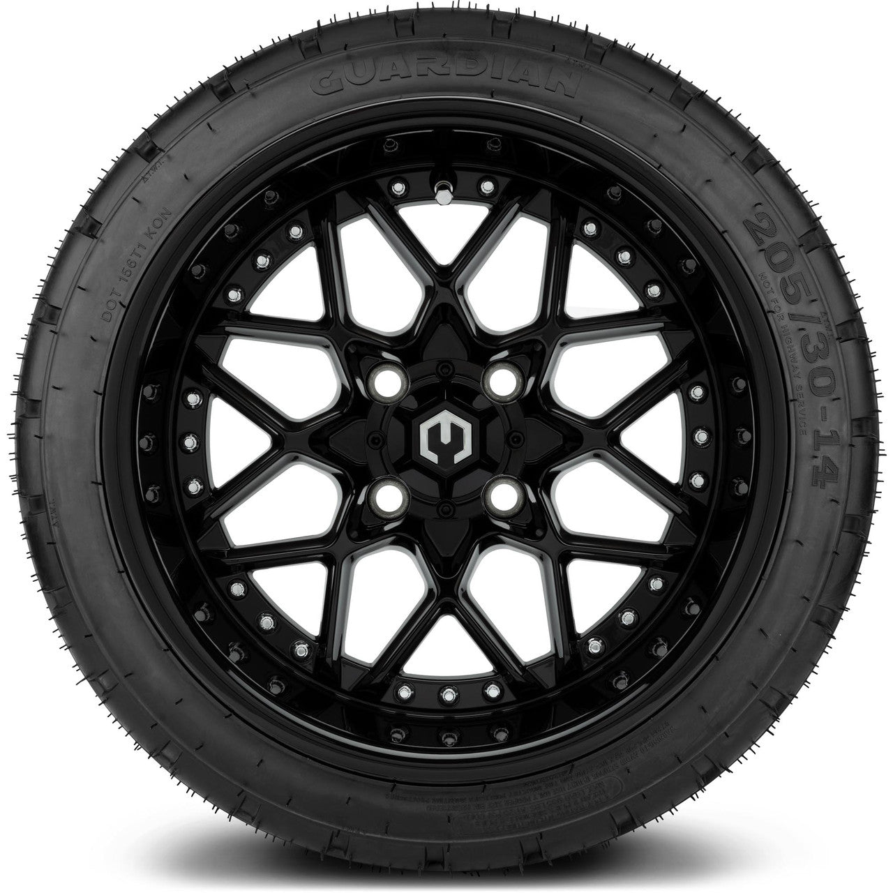 MODZ® 14" Formula Glossy Black - Low Profile Tires and Wheels Combo