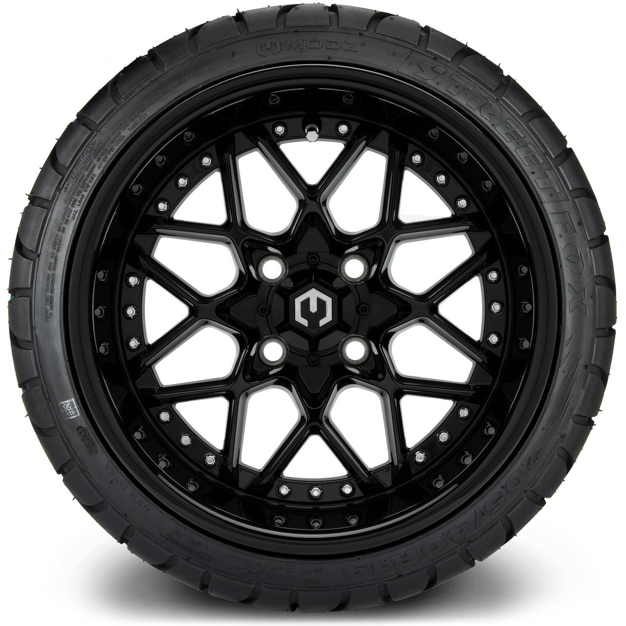 MODZ® 14" Formula Glossy Black - Low Profile Tires and Wheels Combo