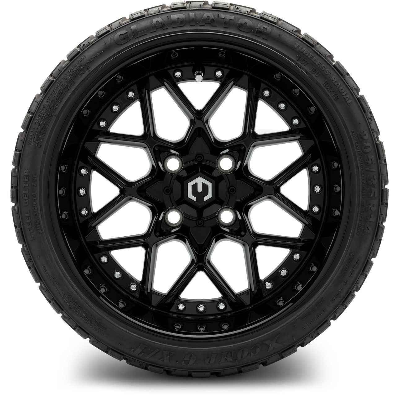 MODZ® 14" Formula Glossy Black - Low Profile Tires and Wheels Combo