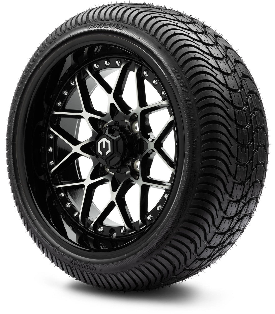 MODZ® 14" Formula Machined Black - Low Profile Tires and Wheels Combo