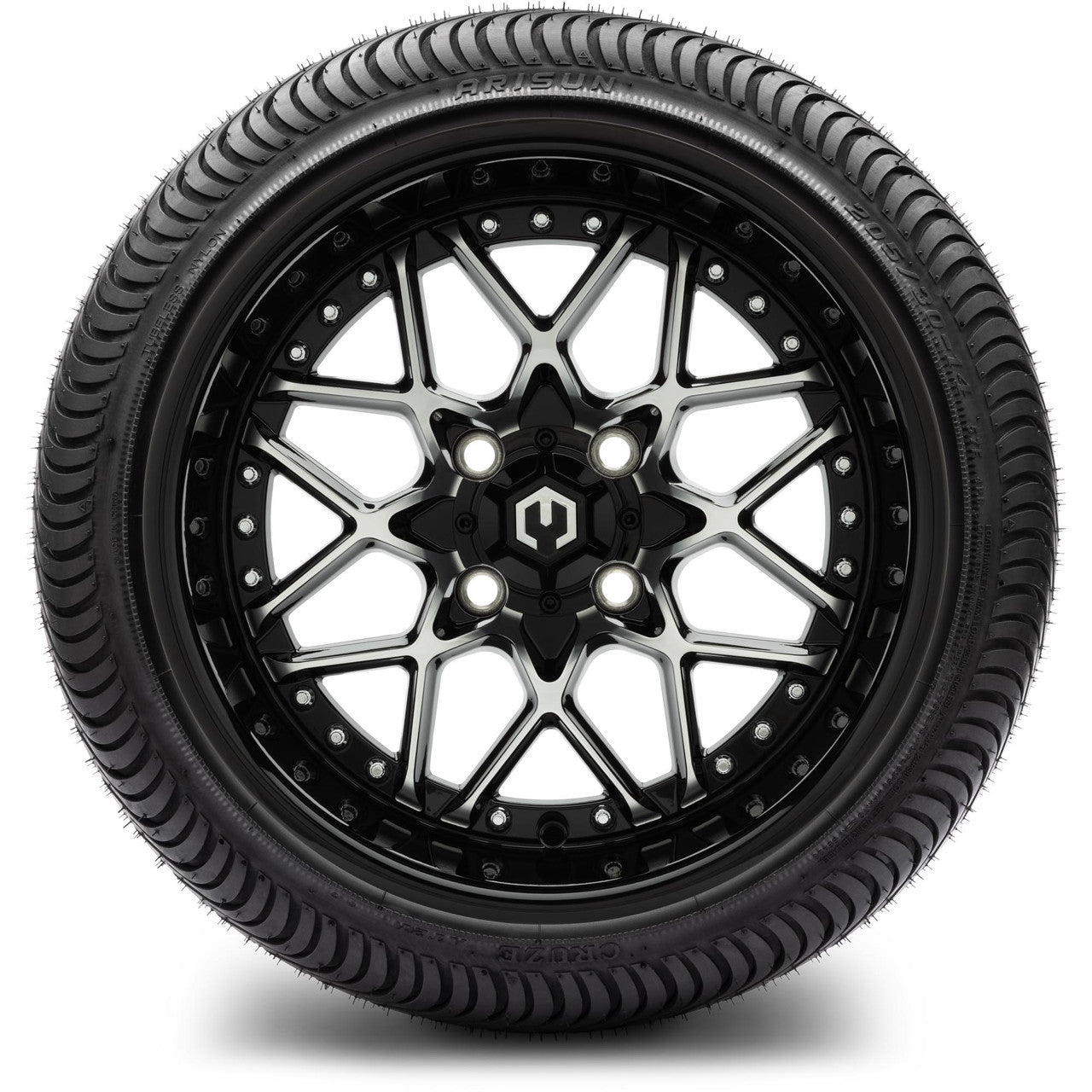 MODZ® 14" Formula Machined Black - Low Profile Tires and Wheels Combo