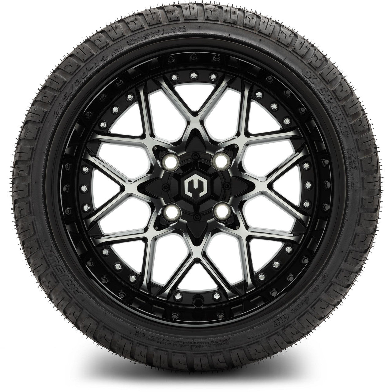 MODZ® 14" Formula Machined Black - Low Profile Tires and Wheels Combo