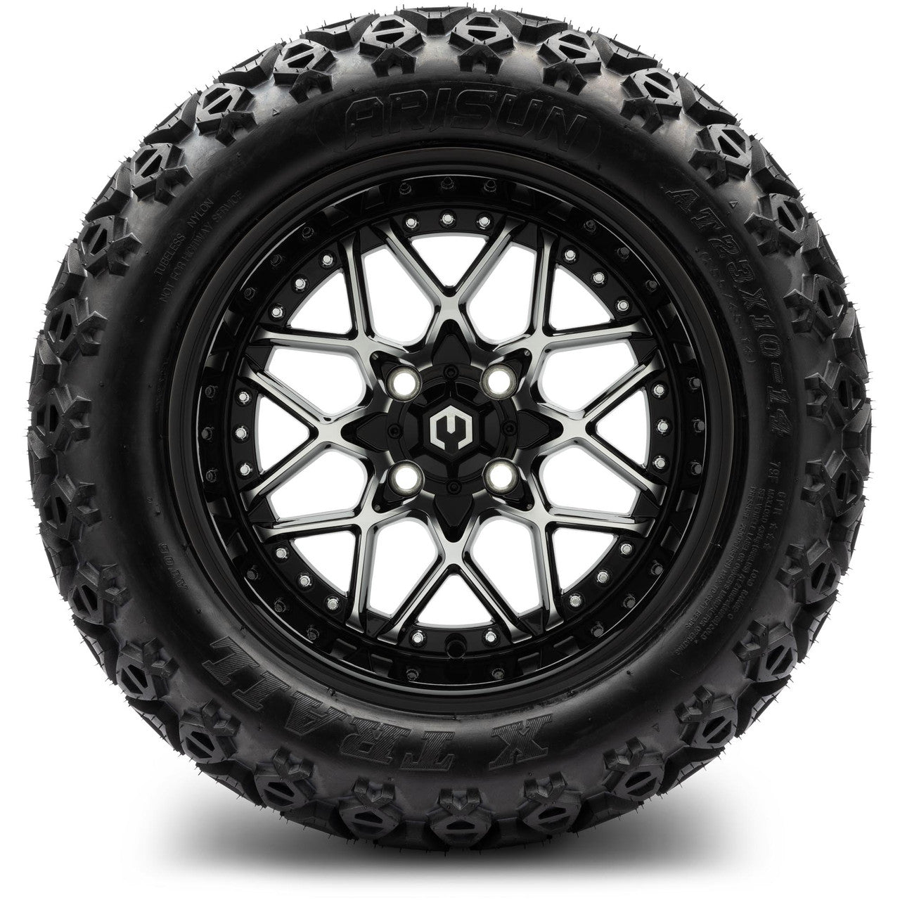 MODZ® 14" Formula Machined Black - Lifted Tires and Wheels Combo