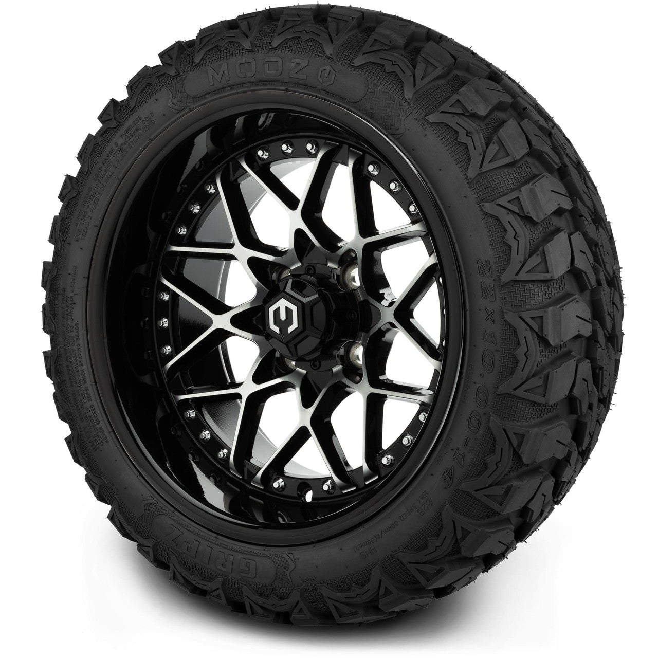MODZ® 14" Formula Machined Black - Lifted Tires and Wheels Combo