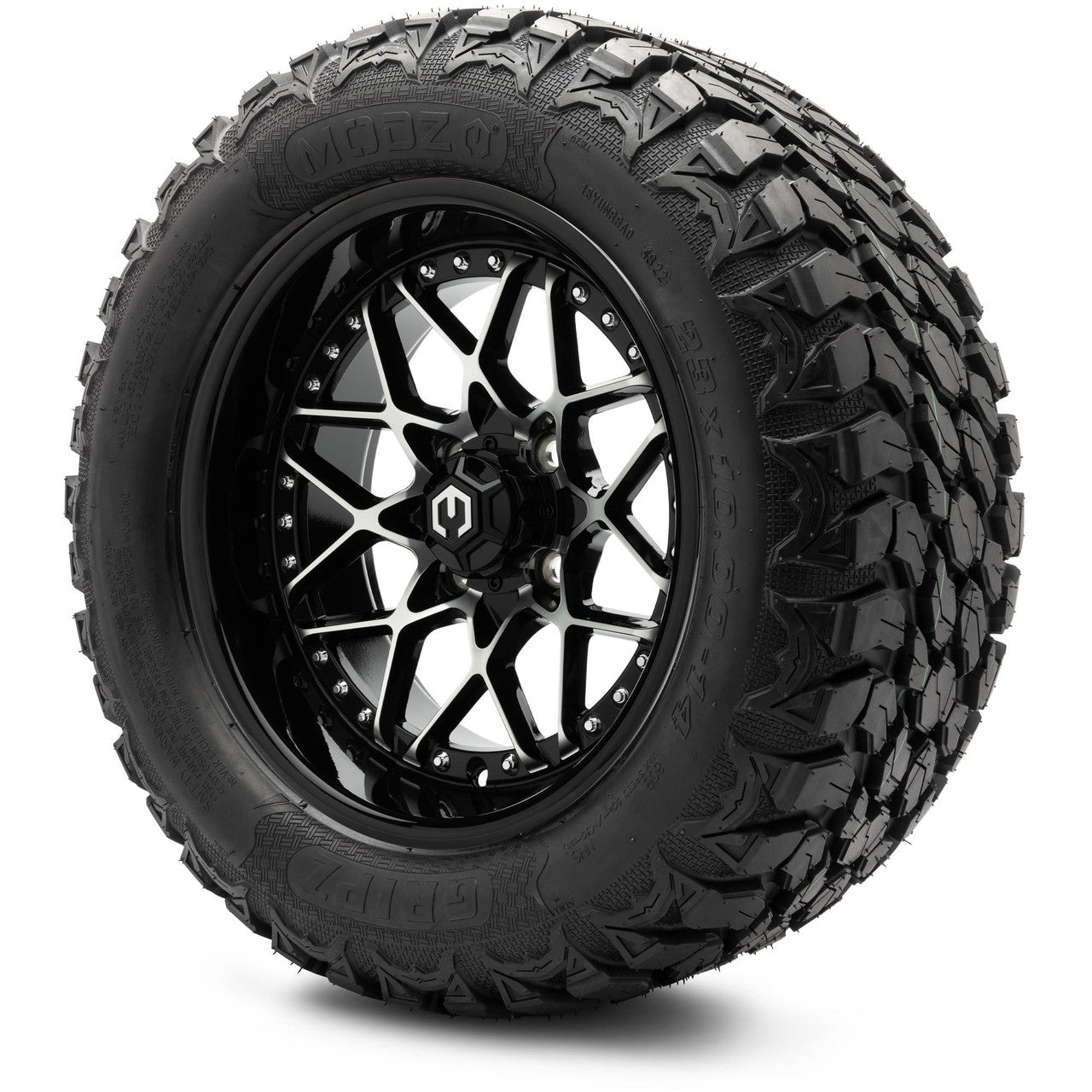 MODZ® 14" Formula Machined Black - Lifted Tires and Wheels Combo
