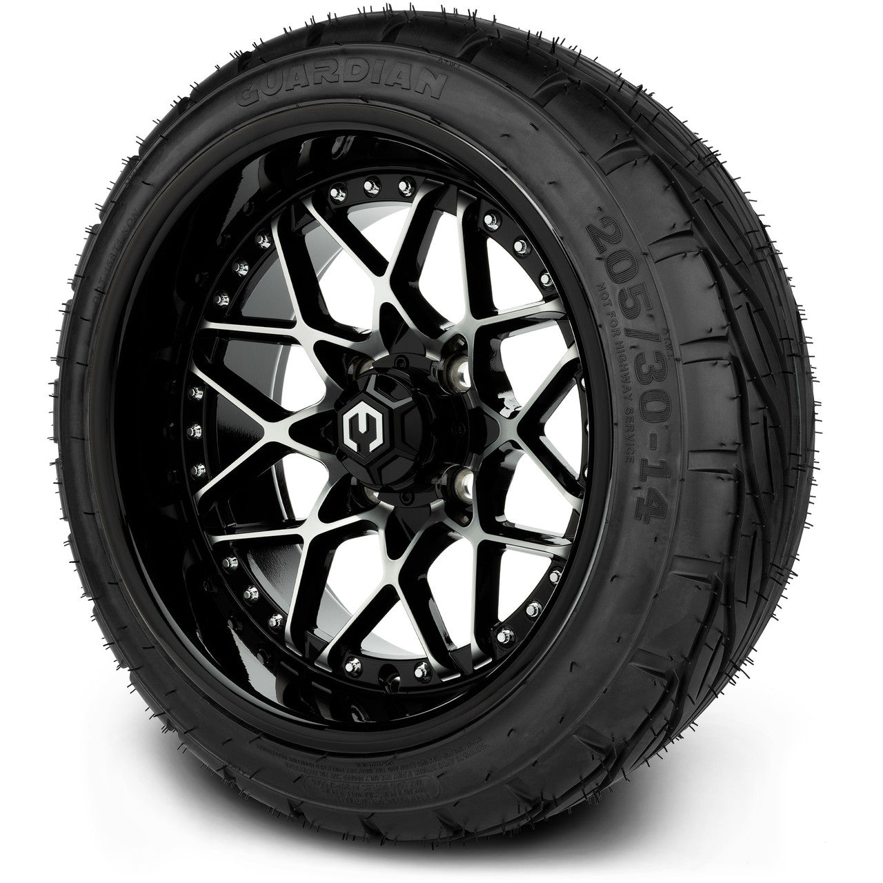 MODZ® 14" Formula Machined Black - Low Profile Tires and Wheels Combo