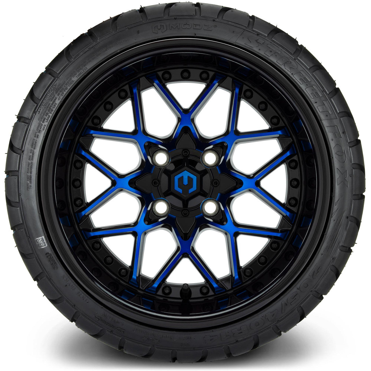 MODZ® 14" Formula Blue and Black - Low Profile Tires and Wheels Combo