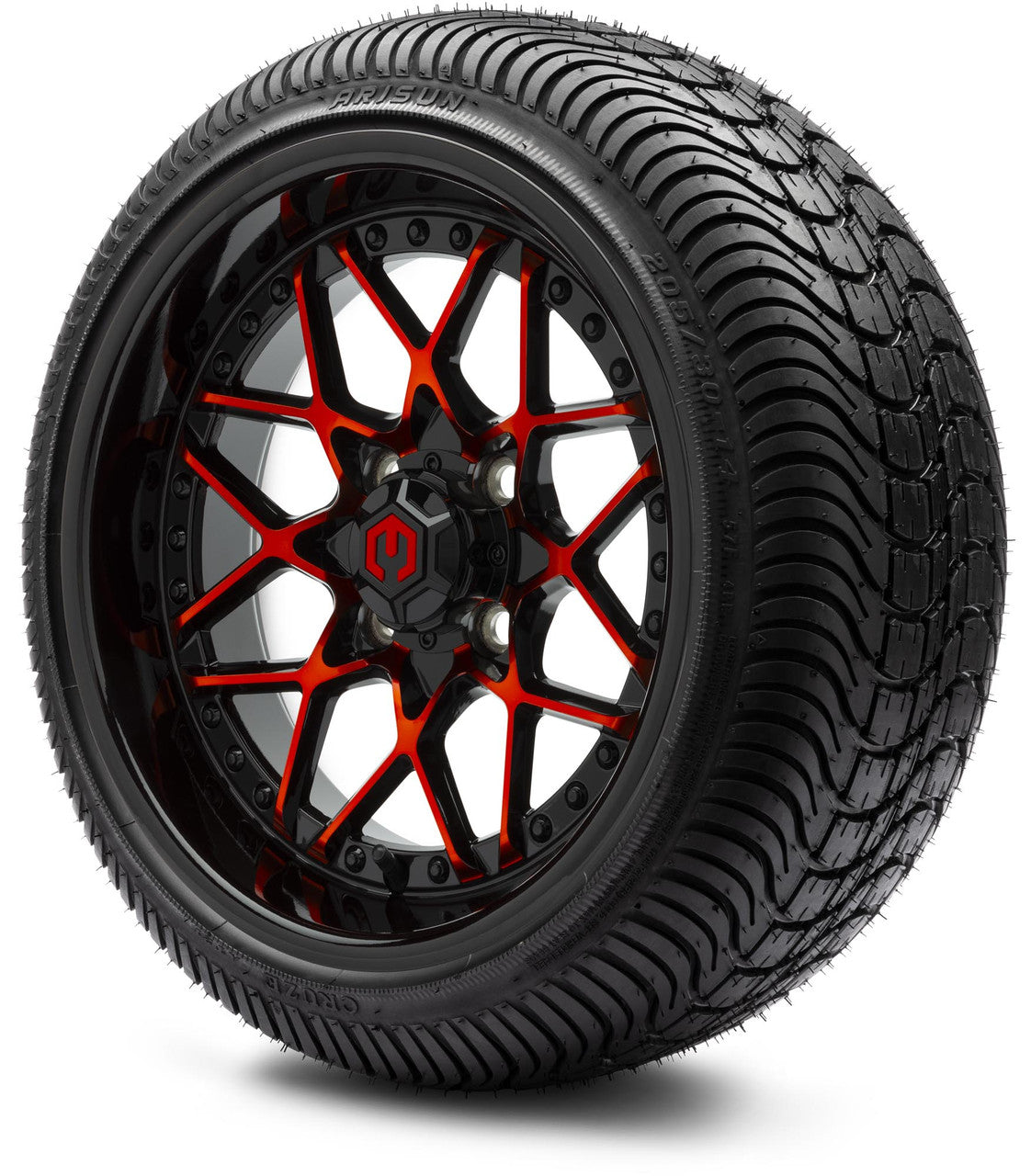 MODZ® 14" Formula Red and Black - Low Profile Tires and Wheels Combo