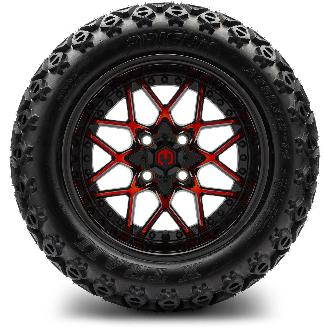 MODZ® 14" Formula Red and Black - Lifted Tires and Wheels Combo
