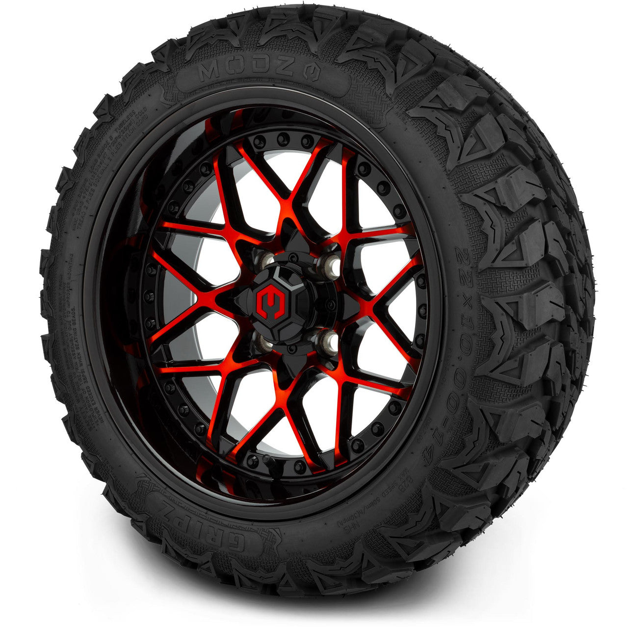 MODZ® 14" Formula Red and Black - Lifted Tires and Wheels Combo