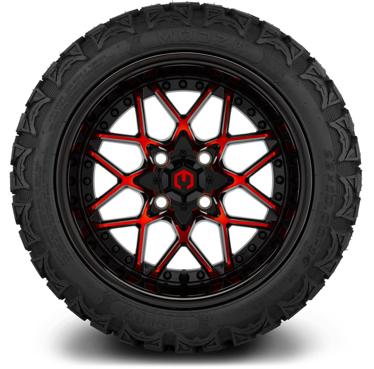 MODZ® 14" Formula Red and Black - Lifted Tires and Wheels Combo