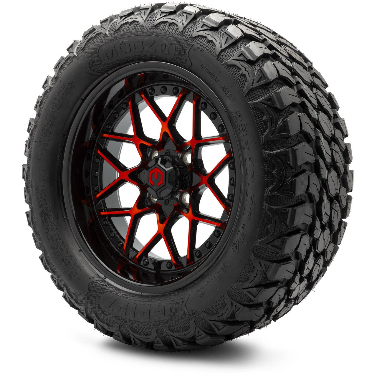 MODZ® 14" Formula Red and Black - Lifted Tires and Wheels Combo