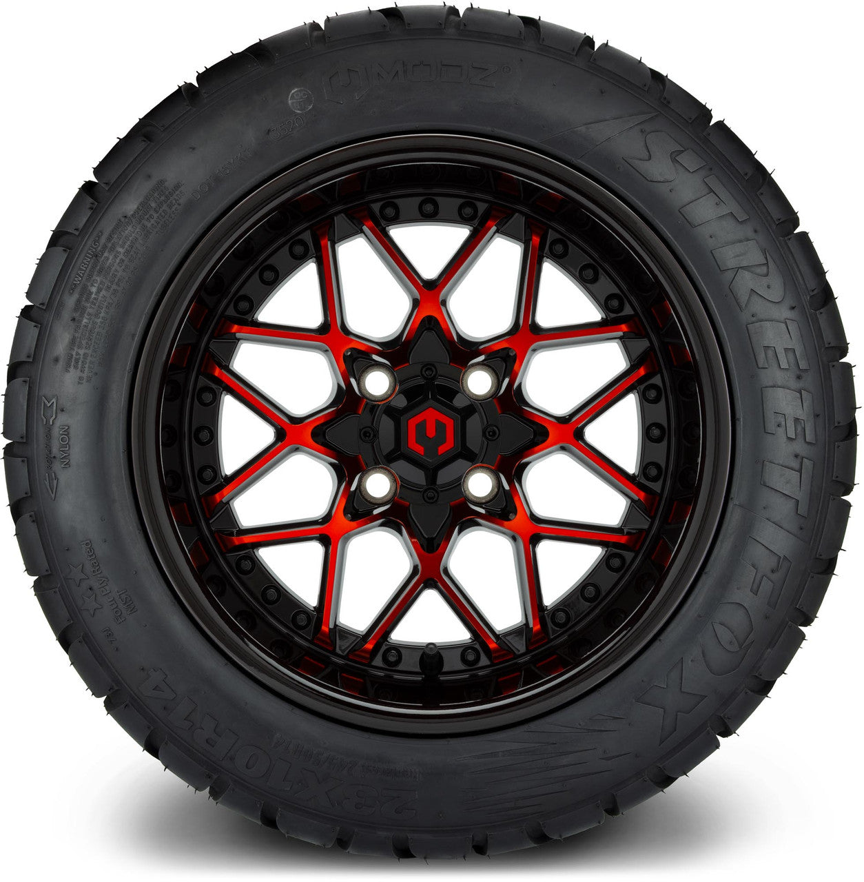 MODZ® 14" Formula Red and Black - Lifted Tires and Wheels Combo