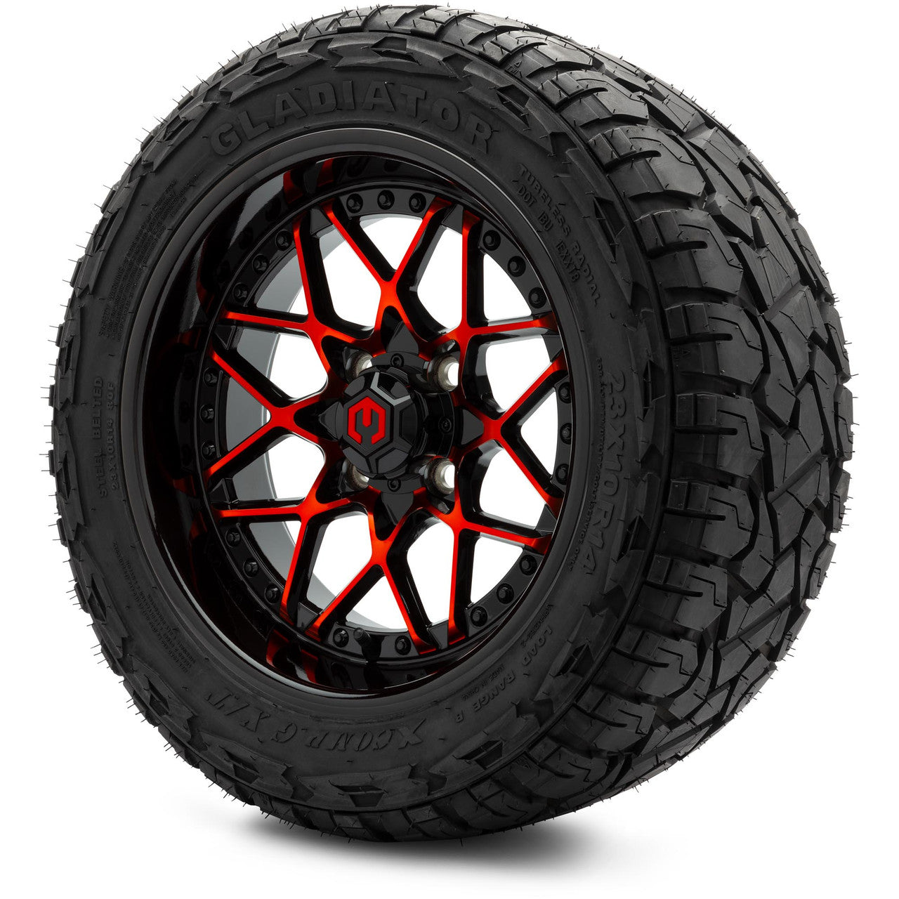 MODZ® 14" Formula Red and Black - Lifted Tires and Wheels Combo