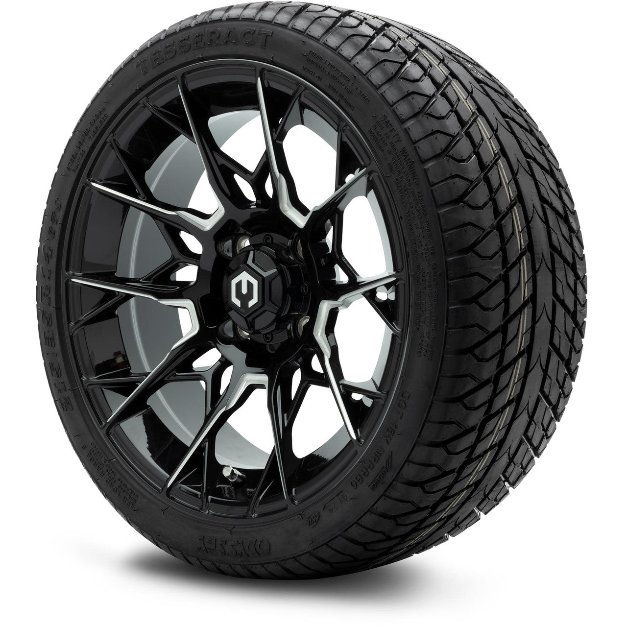 MODZ® 14" Chaos Glossy Black with Ball Mill - Low Profile Tires and Wheels Combo