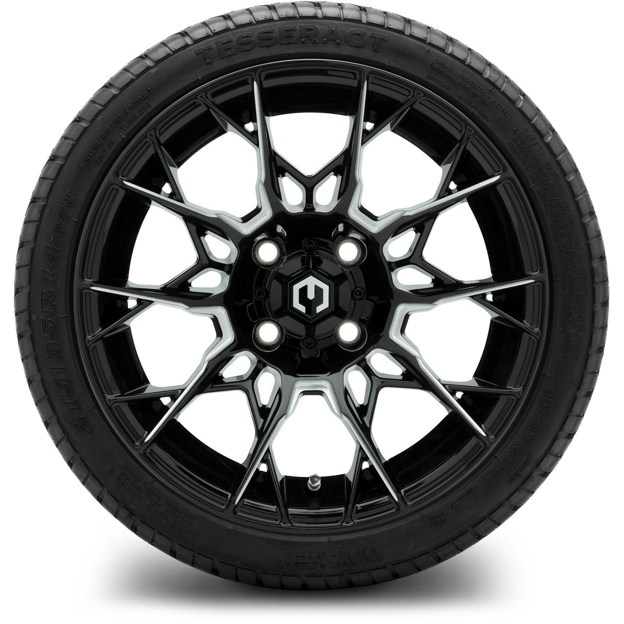 MODZ® 14" Chaos Glossy Black with Ball Mill - Low Profile Tires and Wheels Combo