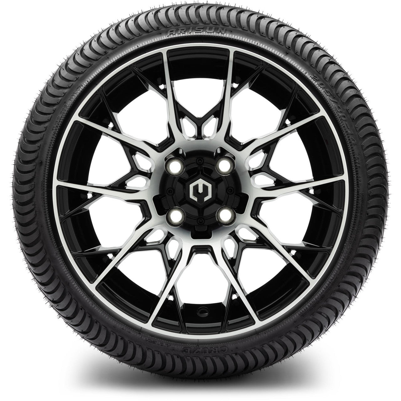 MODZ® 14" Chaos Machined Black - Low Profile Tires and Wheels Combo