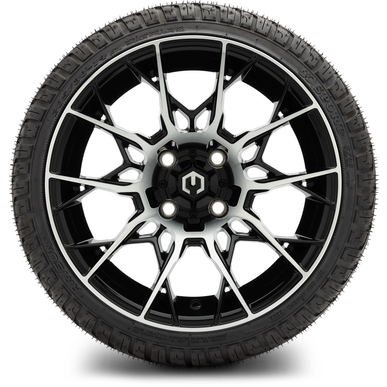 MODZ® 14" Chaos Machined Black - Low Profile Tires and Wheels Combo