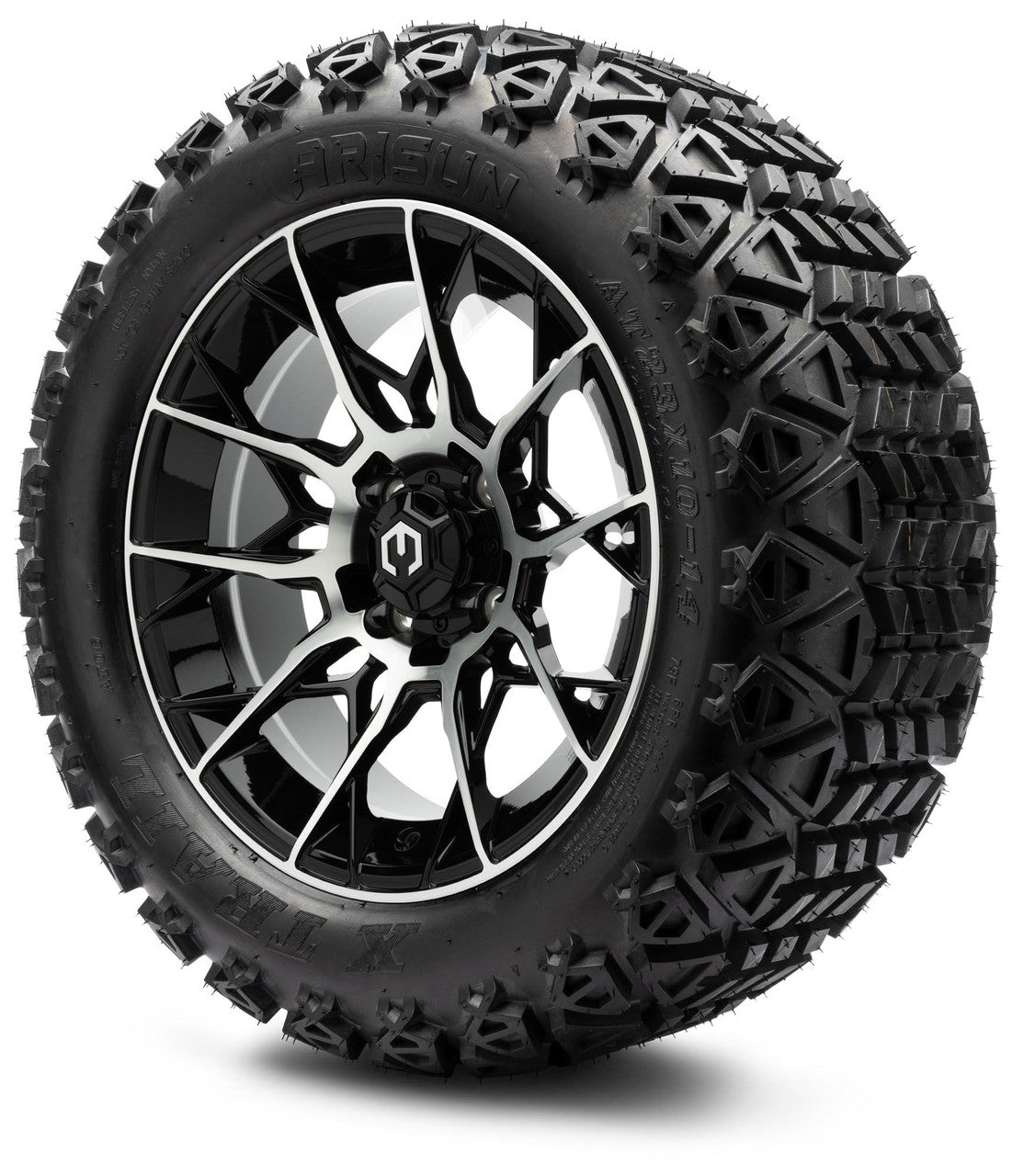 MODZ® 14" Chaos Machined Black - Lifted Tires and Wheels Combo