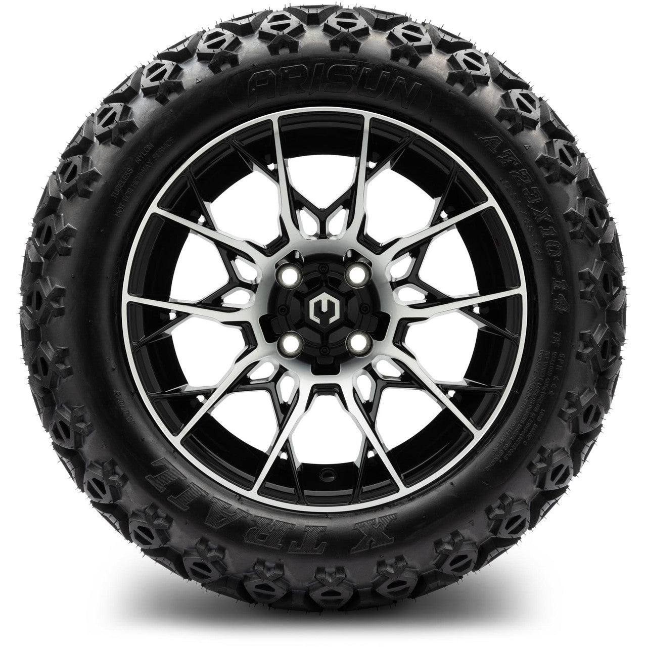 MODZ® 14" Chaos Machined Black - Lifted Tires and Wheels Combo