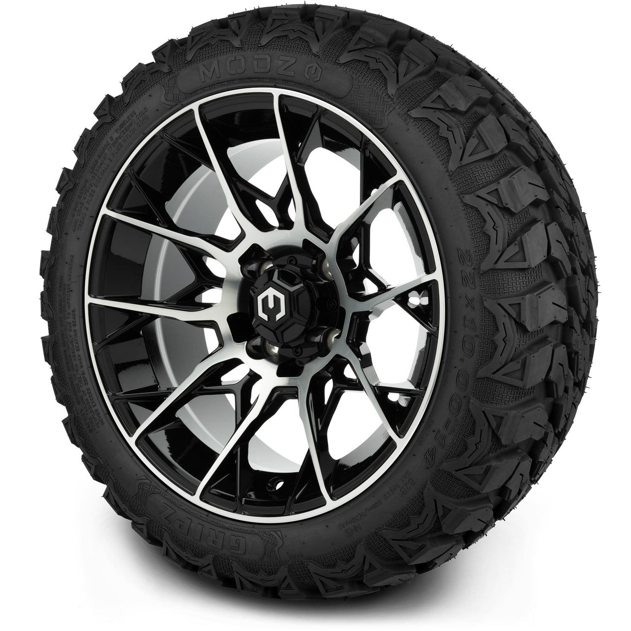 MODZ® 14" Chaos Machined Black - Lifted Tires and Wheels Combo